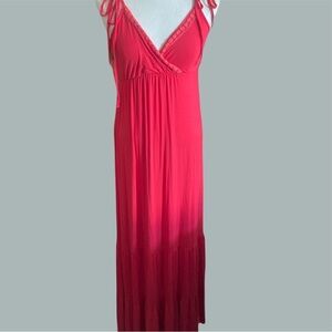 Francesca’s Miami coral pink red color long maxi dress womens size M NWT